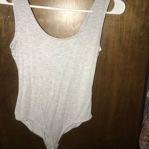 Gray Scoop-Neck Bodysuit